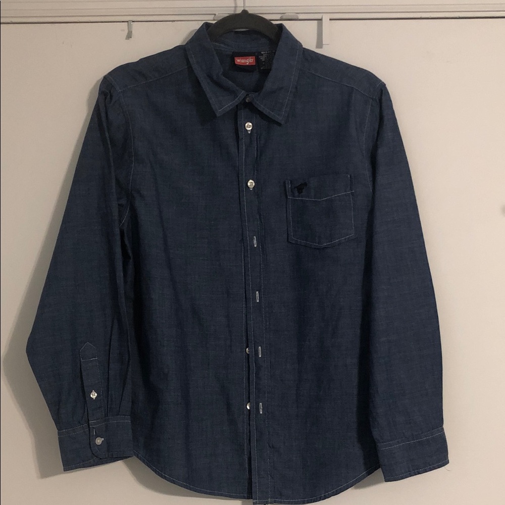 Boy’s Wrangler Dark Blue Denim Button-Down Shirt